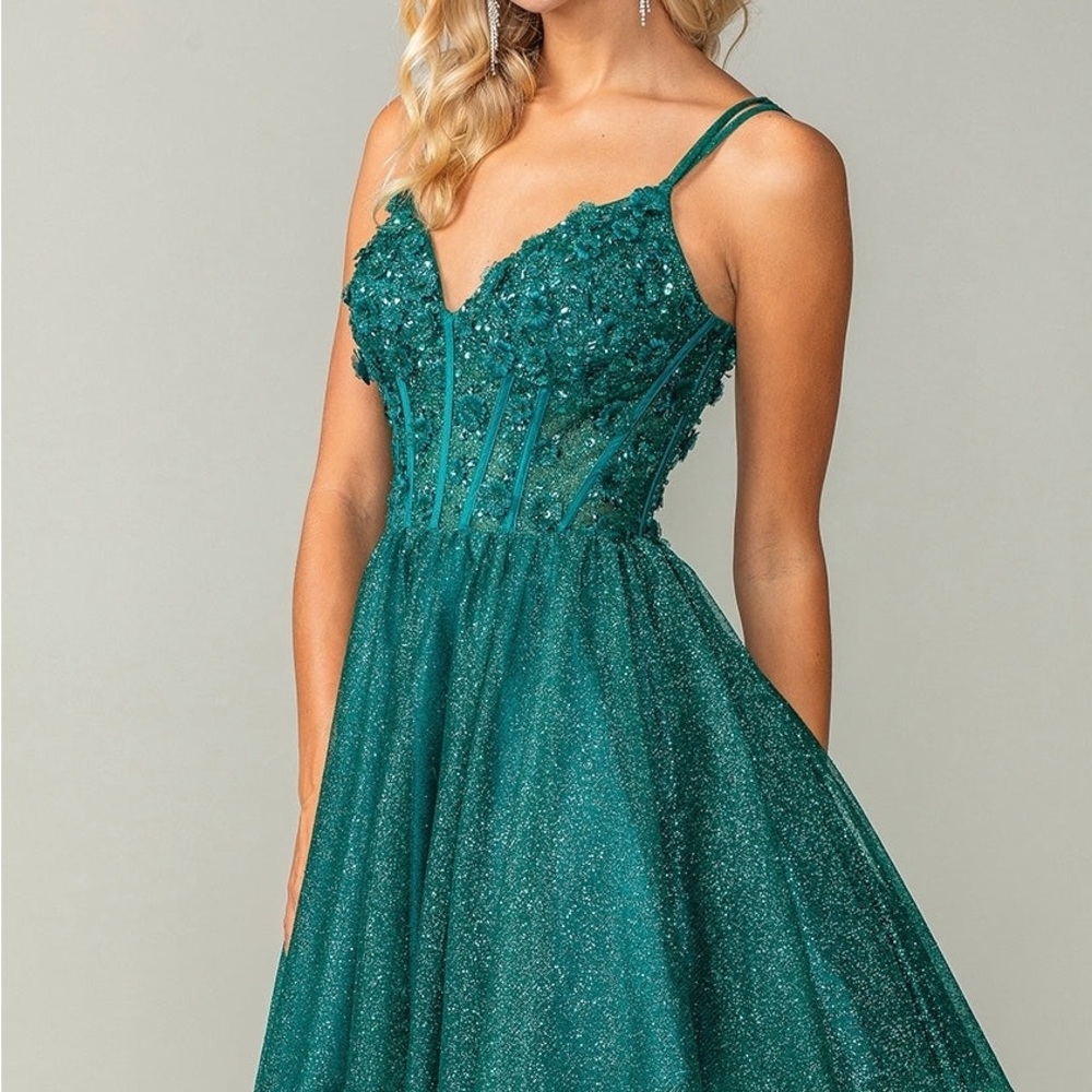 Dancing Queen Fit-and-Flare Corset Glitter Homecoming Dress 3342